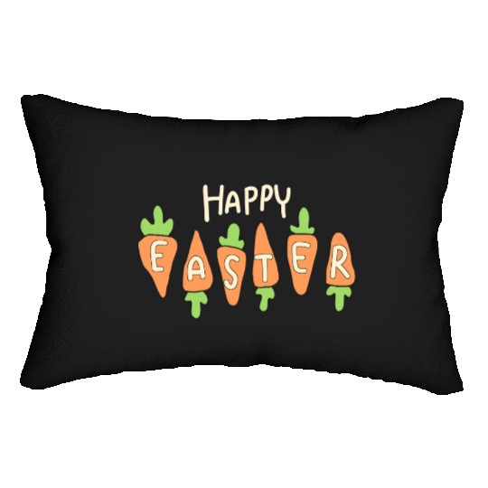 Happy Easter Cute Carrot Lumbar Pillows
