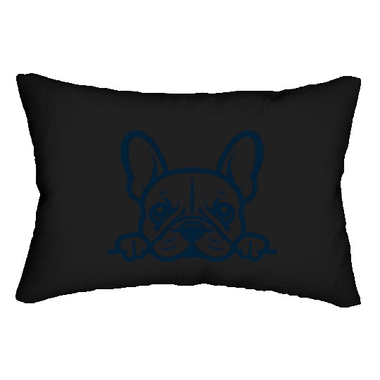 French Bulldog Frenchie Sweet Face Blue Lumbar Pillows