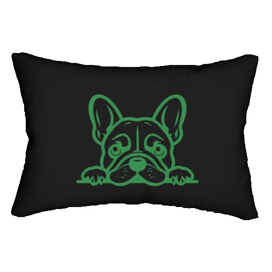 French Bulldog Frenchie Sweet Face Green Lumbar Pillows