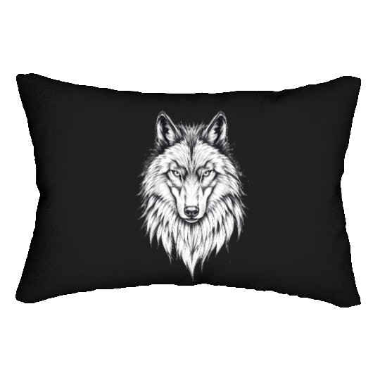 Wolf Face: Majestic and Wild Lumbar Pillows