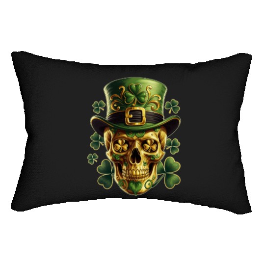 St Patricks Day Sugar Skull Shamrock Irish Mexican Lumbar Pillows