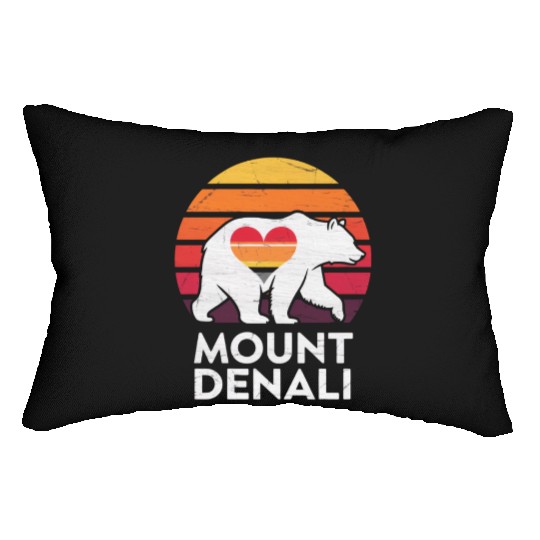 Vintage Bear Mount Denali Sunset Wilderness Lumbar Pillows