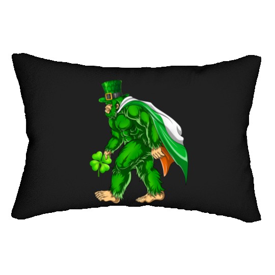 Vintage St Patricks Day Bigfoot Sasquatch Irish Lumbar Pillows