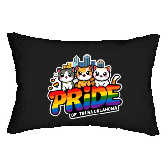 Pride of Tulsa City Oklahoma USA Rainbow Flag Lumbar Pillows