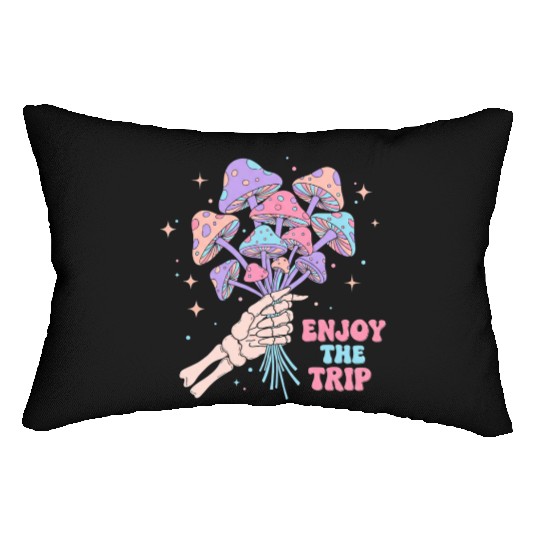 Psychedelic Mushrooms with Skeleton Hand Lumbar Pillows