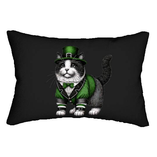Lucky Cat in Green - St. Patrick’s Day Lumbar Pillows