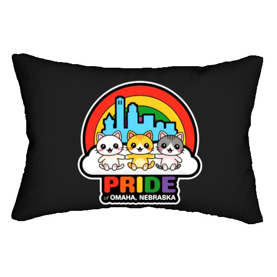 Pride of Omaha City Nebraska USA Rainbow Flag Lumbar Pillows
