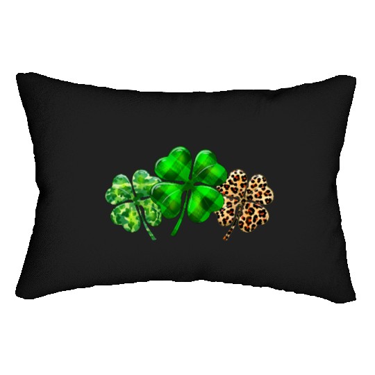 Plaid Shamrock Leopard Camouflage St Patricks Day Lumbar Pillows