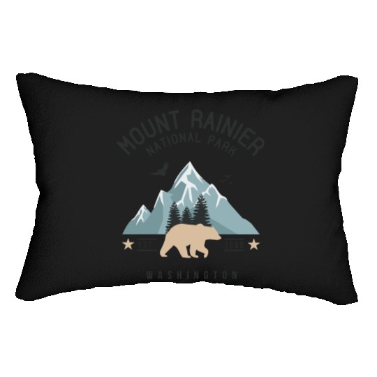 Mount Rainier National Park Est. 1889 Washington Lumbar Pillows