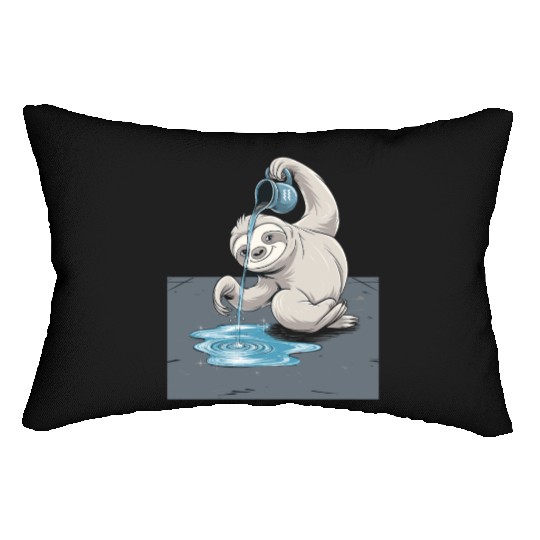 Aquarius Zodiac Sloth Pouring Water with Charm Lumbar Pillows