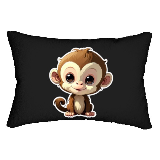 Monkey Chibi-Style Sticker Lumbar Pillows