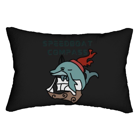 Minimalist Dolphin sailing fast and fun Lumbar Pillows