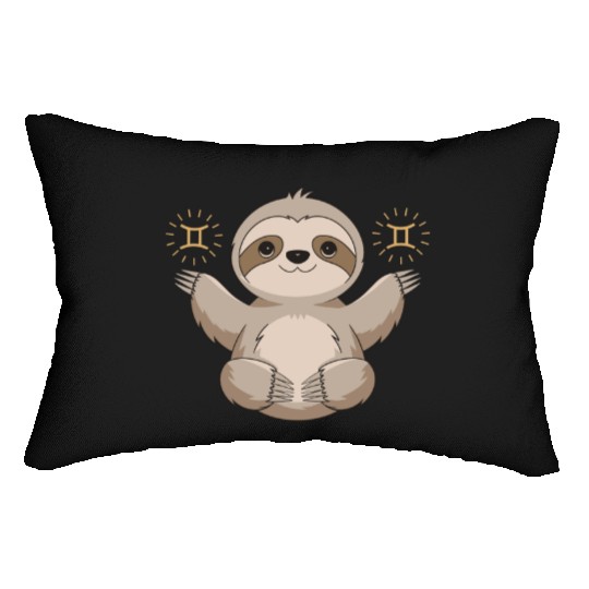 Adorable Gemini Zodiac Sloth Embraces Gemini Charm Lumbar Pillows
