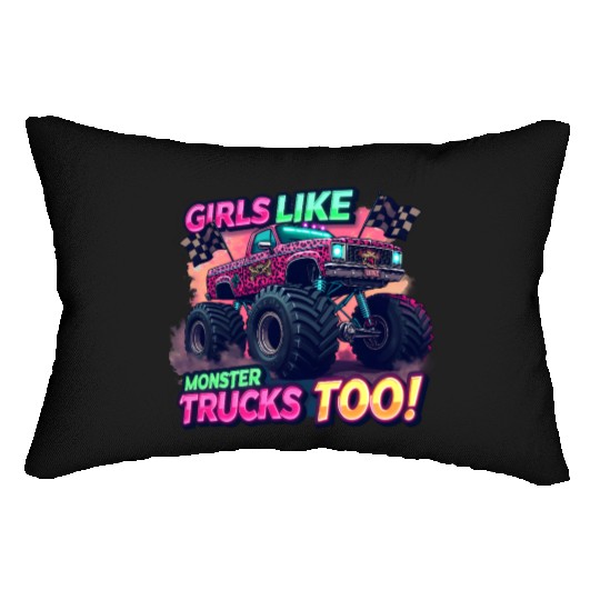Girls Love Monster Trucks Design Lumbar Pillows