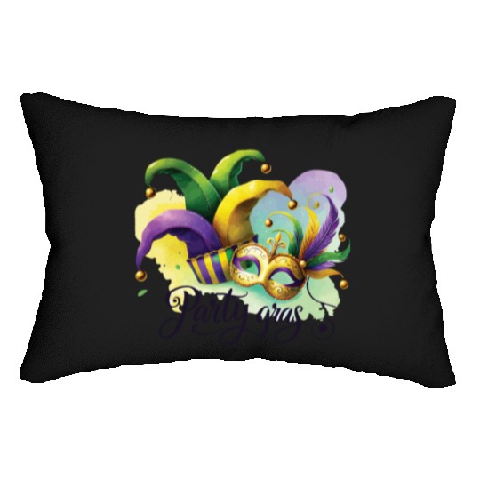 Mardi Gras Party Gras Mask And Jester Hat Lumbar Pillows