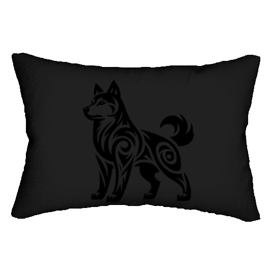Mystical Powerful Tribal Husky Dog Lumbar Pillows