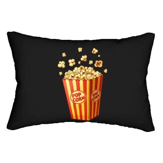 A popcorn box with little popcorn jumping out Lumbar Pillows