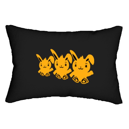 3 Rabbits Three Friends Team Crew Waving Sitting Lumbar Pillows