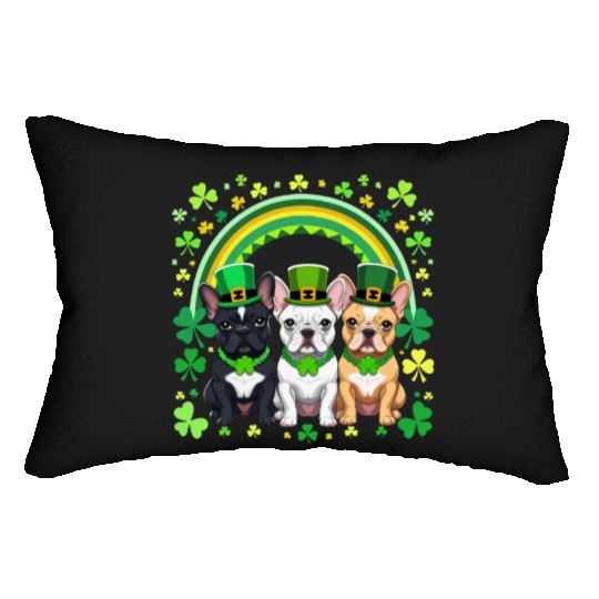 St Patricks Day French Bulldogs Dog Frenchie gifts Lumbar Pillows