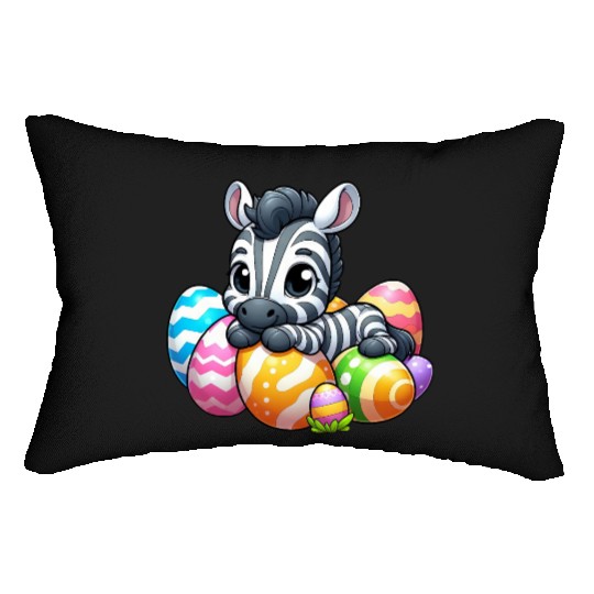 Cute Easter Zebra with Egg Cartoon Lumbar Pillows