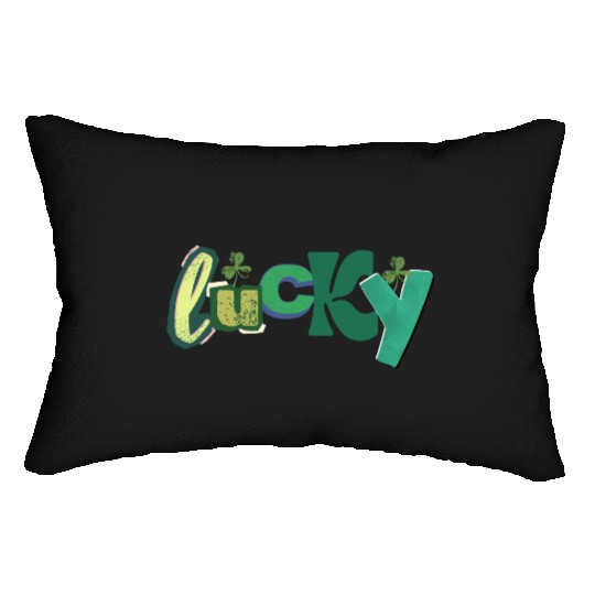 Lucky Typography with Shamrocks Lumbar Pillows