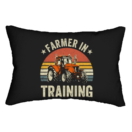 Farmer In Training Farming Retro Sunset Tractor Lumbar Pillows