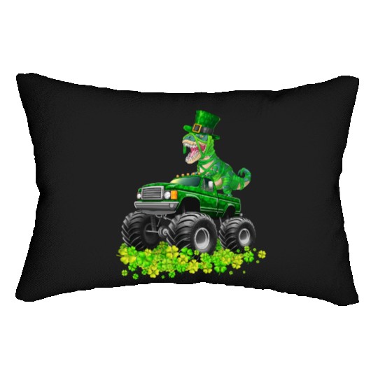 Monster Truck T-rex St Patricks Day Dinosaur Cute Lumbar Pillows
