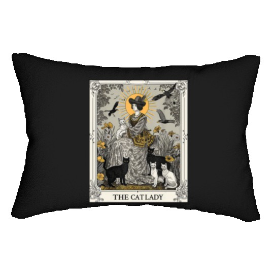 The Cat Lady Tarot Card Vintage Gothic Cat Mom Lumbar Pillows