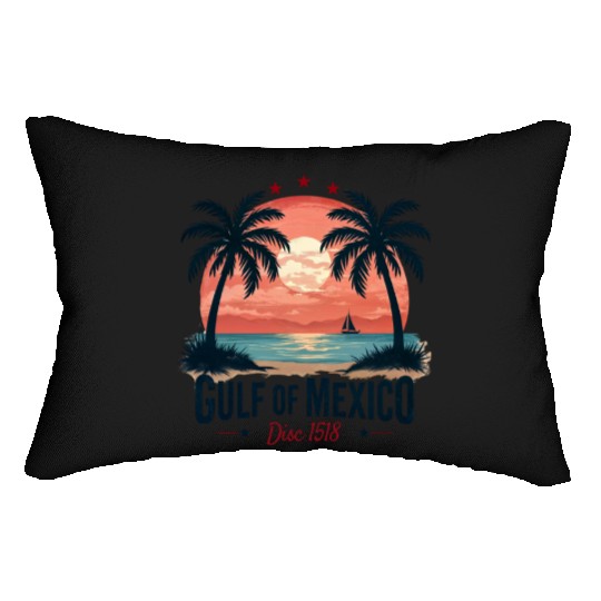 Mexico Beach Vintage Sunset Tropical Vibes Lumbar Pillows