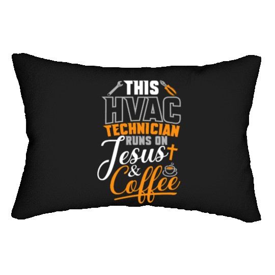 HVAC Tech Runs On Jesus & Coffee Lumbar Pillows