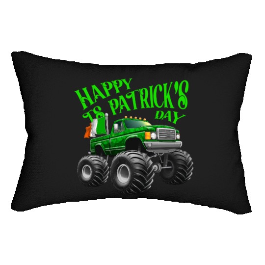 Happy St Patricks Day Toddler Lucky Monster Truck Lumbar Pillows
