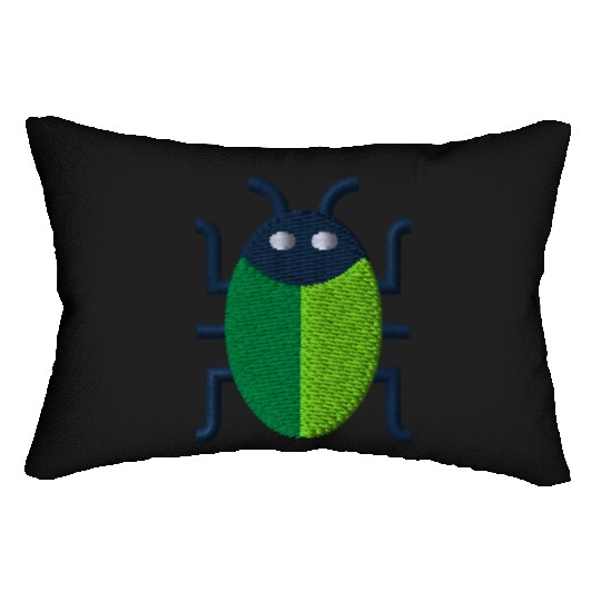 Green bug embroidered Lumbar Pillows
