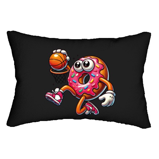 Funny Donut Dunking Cute Basketball Food Lover Lumbar Pillows