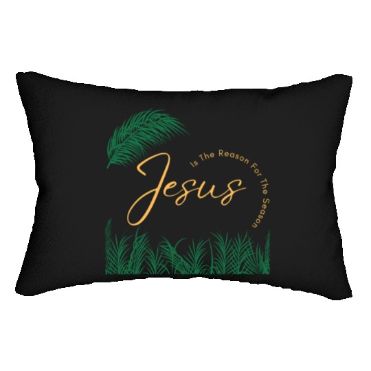 Jesus Is The Reason For The Season - Gold Text Lumbar Pillows