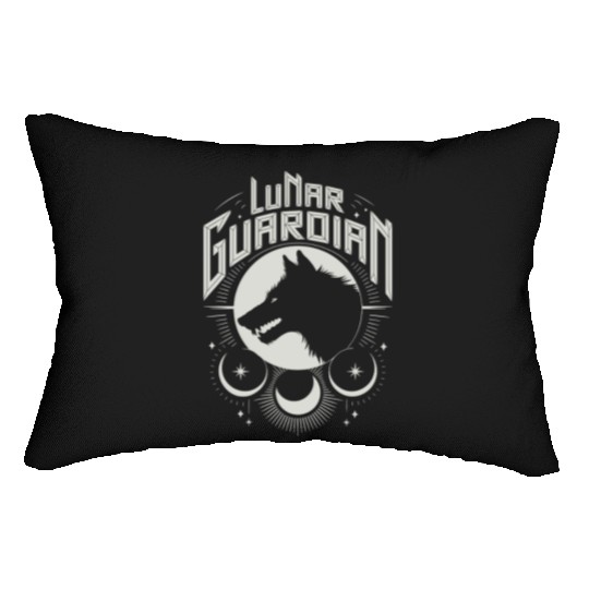 Lunar Guardian Celestial Wolf Moon Phases Lumbar Pillows