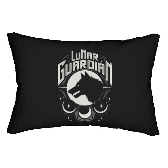 Lunar Guardian Celestial Wolf Moon Phases Lumbar Pillows