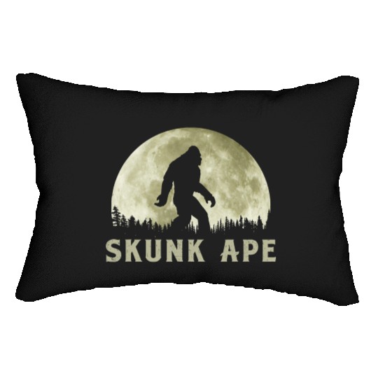 Skunk Ape Bigfoot Moon Silhouette Retro Believe Lumbar Pillows