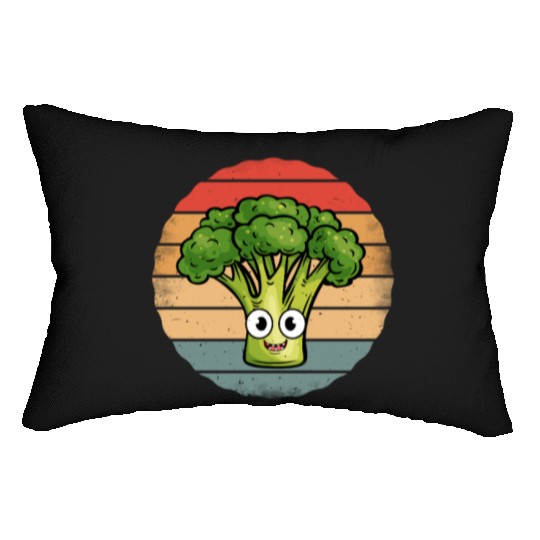 Cute Smiling Broccoli Retro Vintage Sunset Lumbar Pillows