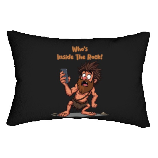 Funny Caveman – Stone Age Meets Modern Technology Lumbar Pillows