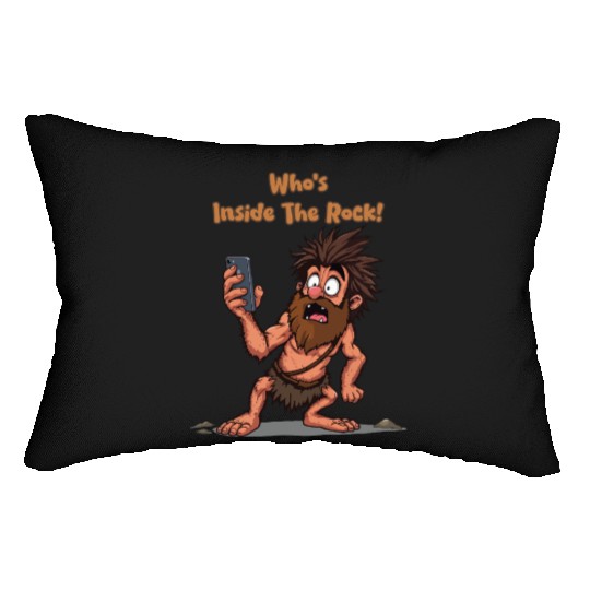 Funny Caveman – Stone Age Meets Modern Technology Lumbar Pillows