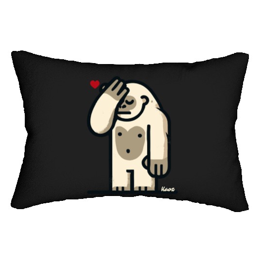 Facepalm Gorilla with Heart Above Head Lumbar Pillows