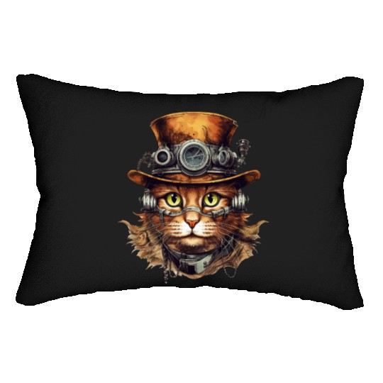 Steampunk Cat Kitten Art Fantasy Steampunk Artwork Lumbar Pillows