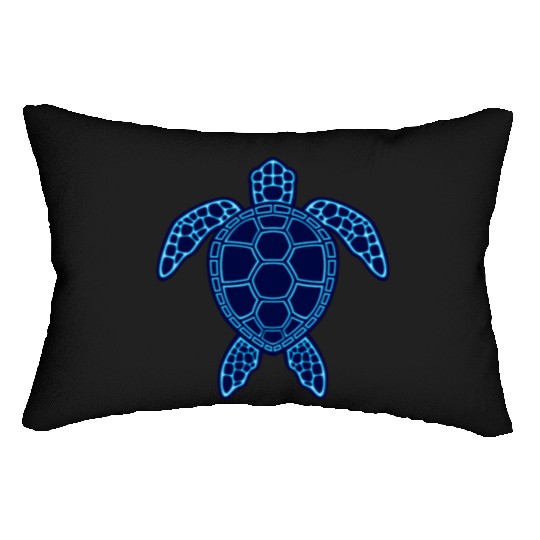 Blue Neon Lava Sea Turtle Design Lumbar Pillows