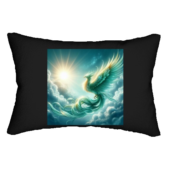 Green & Gold Rising Phoenix Lumbar Pillows