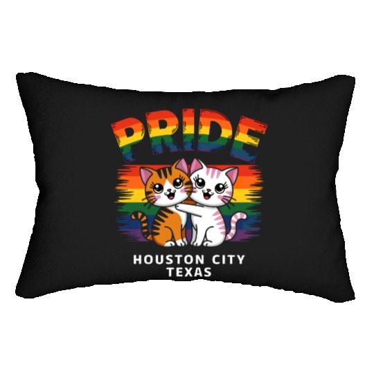 Pride Month Houston City Texas USA Rainbow Flag LG Lumbar Pillows