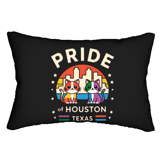 Pride of Houston City Texas USA Rainbow Flag Lumbar Pillows