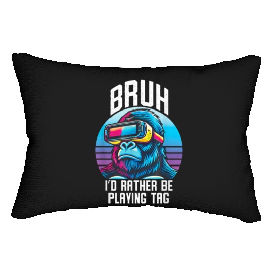 Bruh VR Gorilla Funny Gaming Virtual Reality Lumbar Pillows
