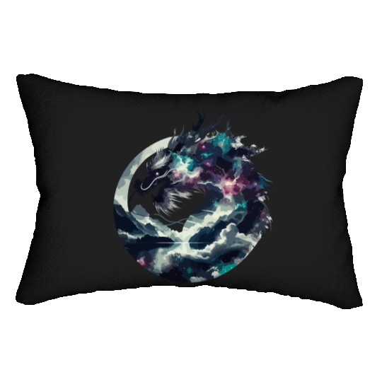 Zen Black Chinese Dragon Lumbar Pillows
