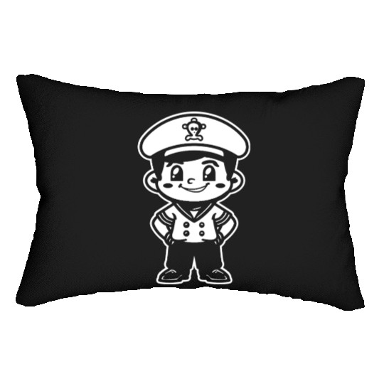 Little Sailing Captain Cartoon Look Lumbar Pillows