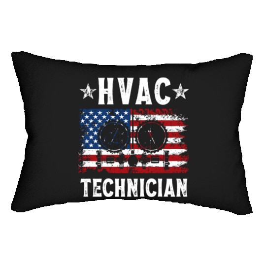 HVAC Technician Patriotic US American Flag Lumbar Pillows